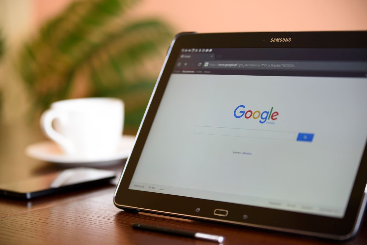In Small-Town America, This Google Feature Is Quietly Deciding Which Businesses Survive and Which Disappear 2 Samsung tablet on desk showing Google homepage, perfect for technology-related content.