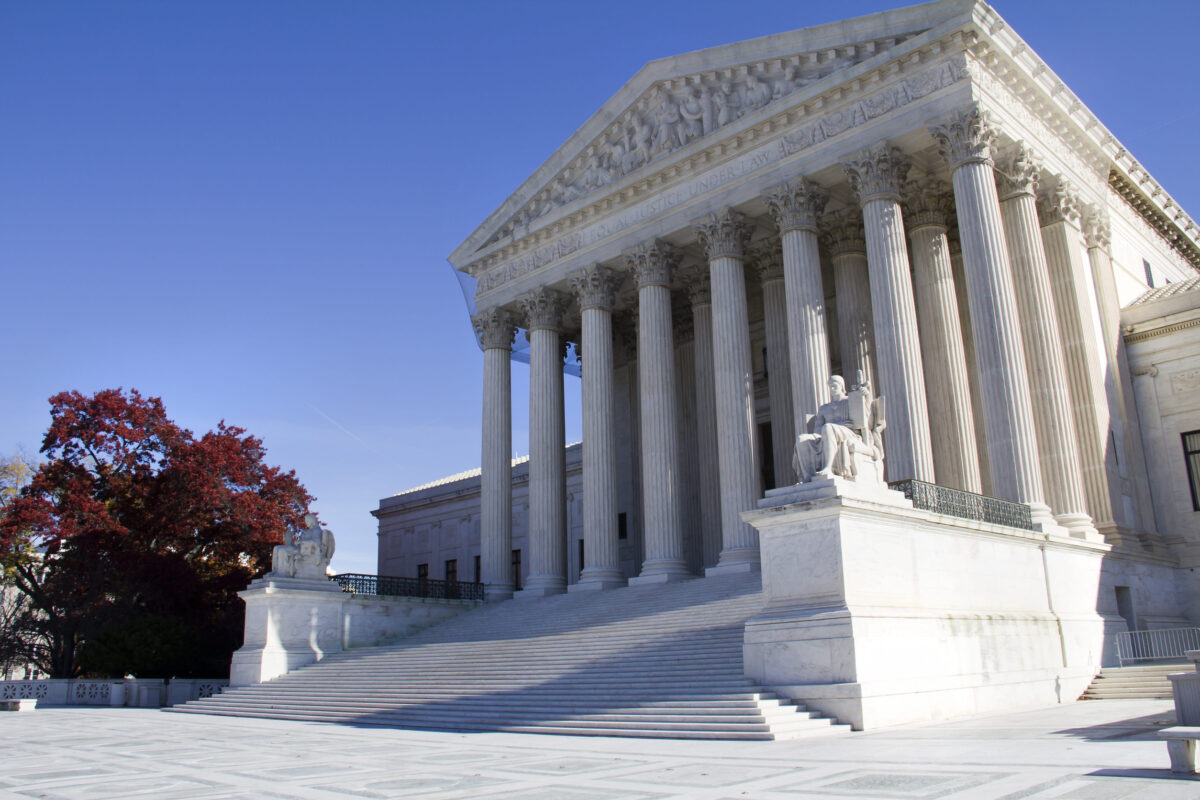 The front of the US Supreme Court in Washington, DC.