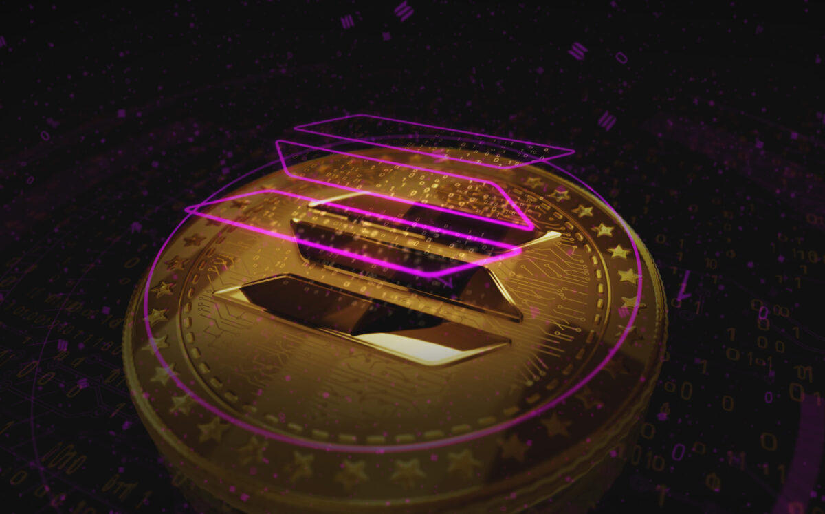 Trump Crypto Coin Crash Turns $10,000 Inauguration Bet Into Just $364 2 Solana SOL stablecoin cryptocurrency gold coin on green screen background. Abstract concept 3d illustration.