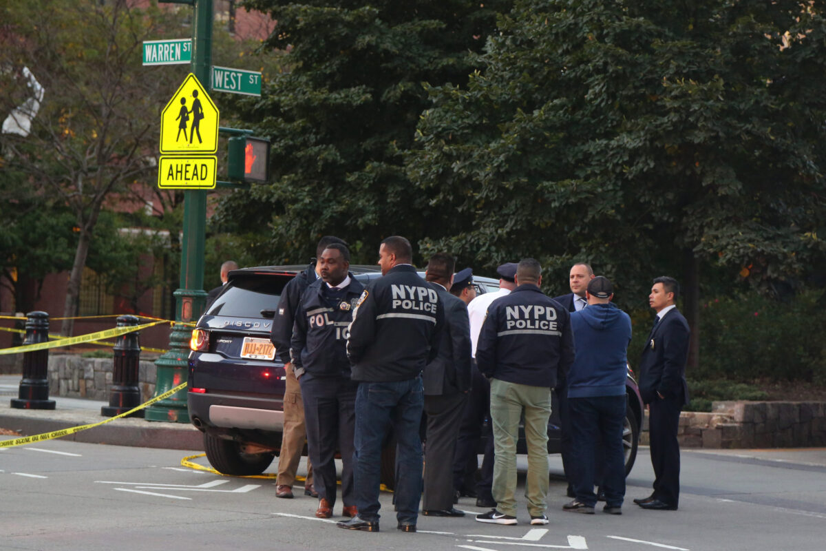 NEW YORK - OCTOBER 31, 2017: Terror attack crime scene in lower Manhattan in New York.