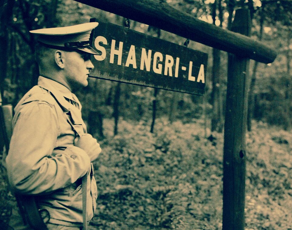 Trump Takes Cabinet Meeting to Camp David as Presidential Retreat Faces a New Test of Transparency and Strategy 3 Marine Corps guard at Shangri La later Camp David on May 7 1944 208 PU Folder 3 29265928051