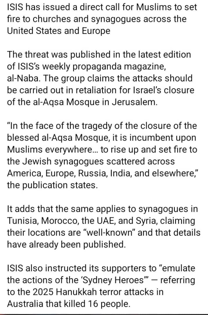 ISIS Threat Targets Synagogues Across U.S. and Europe as Reports Also Cite Churches 2 WhatsApp Image 2026 07 29 at 12.33.59 PM