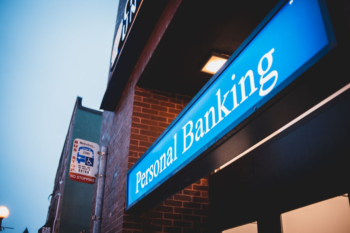 Trump’s 300 Capital One Accounts Became the Center of a Bigger Fight Over Banking Power and Political Influence 2 From below of bright blue signboard saying personal banking on modern building of town