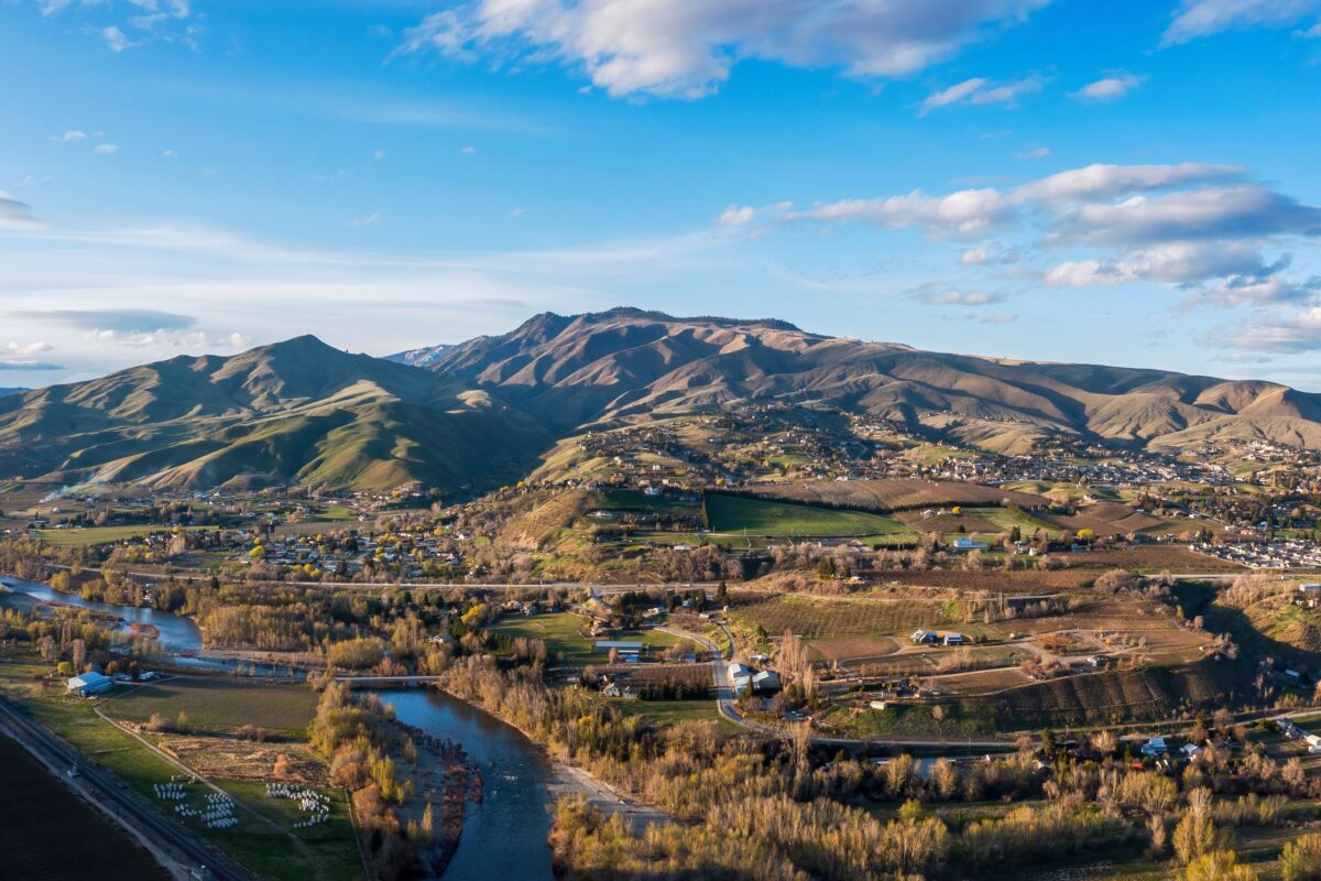 an-aerial-photography-of-mountains-and-fields