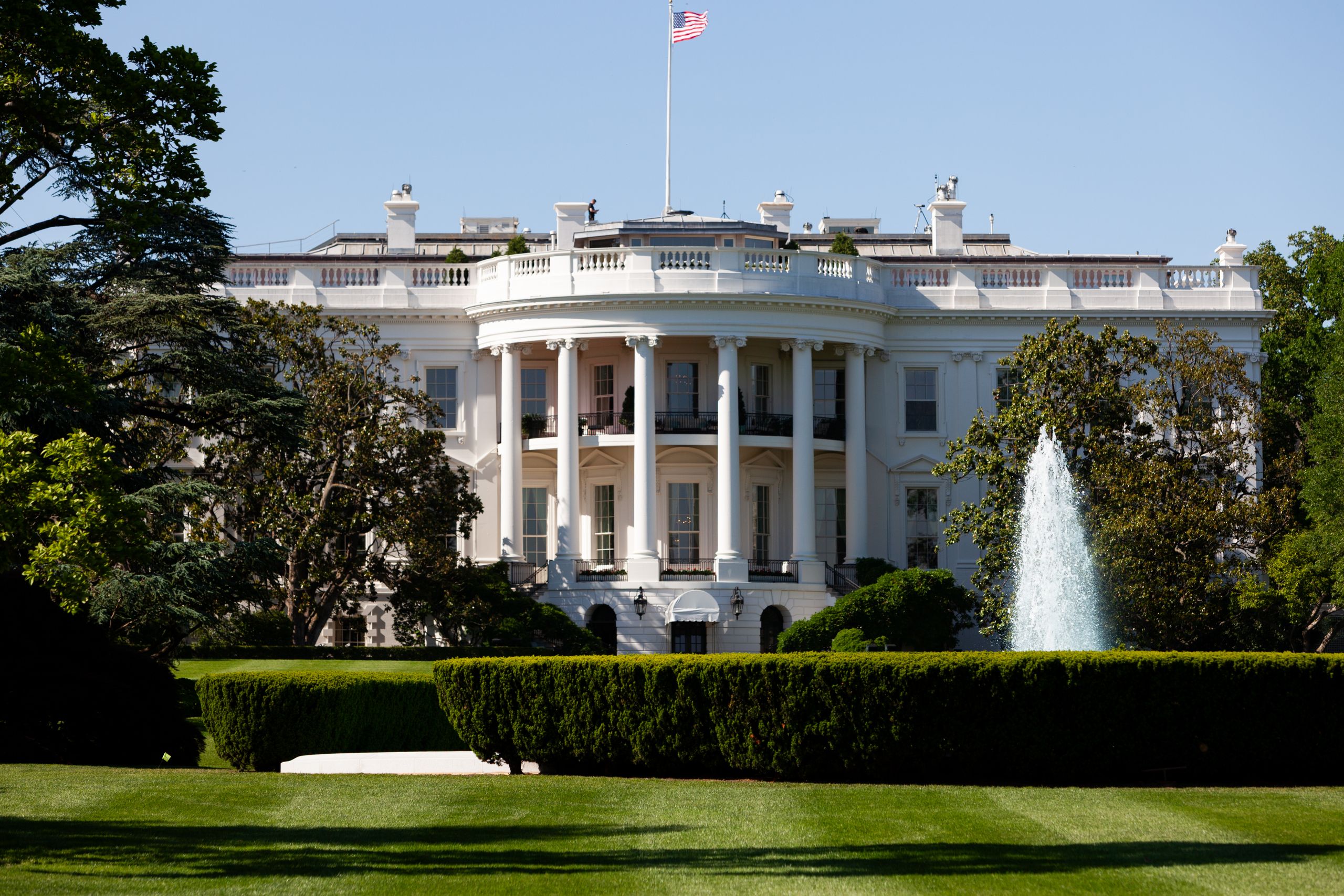 CNN Poll Finds 73% of Americans Say Trump Is Ignoring the Nation’s Biggest Problems 3 The White House South Portico with a fountain on a sunny day in Washington, DC.