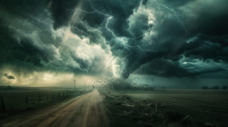 Lightning Crashes Beside a Violent Kansas Tornado