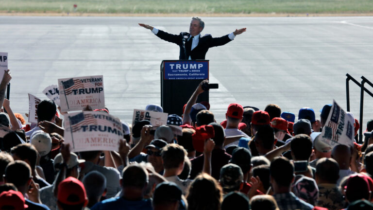 Trump Stops Child From Wandering Off Stage in Las Vegas, Jokes About Avoiding a Biden-Style Fall