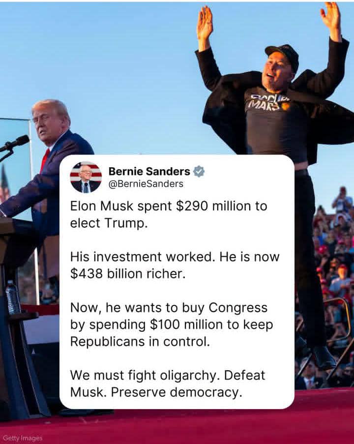 Bernie Sanders Warns of “Oligarchy” as Elon Musk Prepares New Political Spending Push