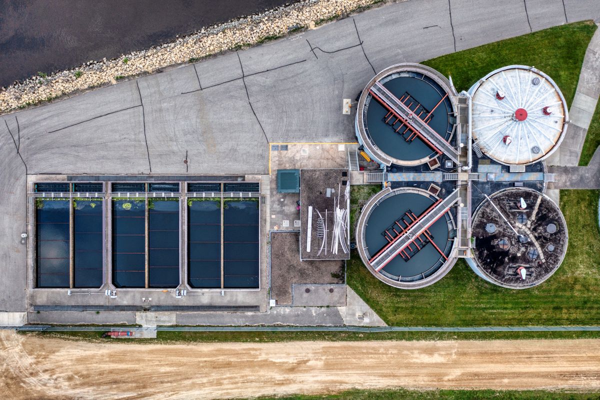 Cyberattacks Hit Water Systems in 12 States as Hidden Risks Surface 2 A comprehensive aerial perspective of a water treatment plant in Red Wing, Minnesota.