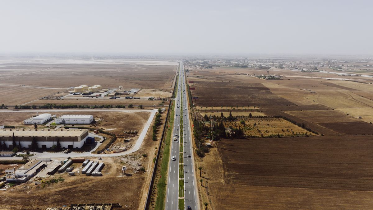 A stunning aerial view of Casablanca, Morocco, showcasing its vast landscapes and infrastructure.