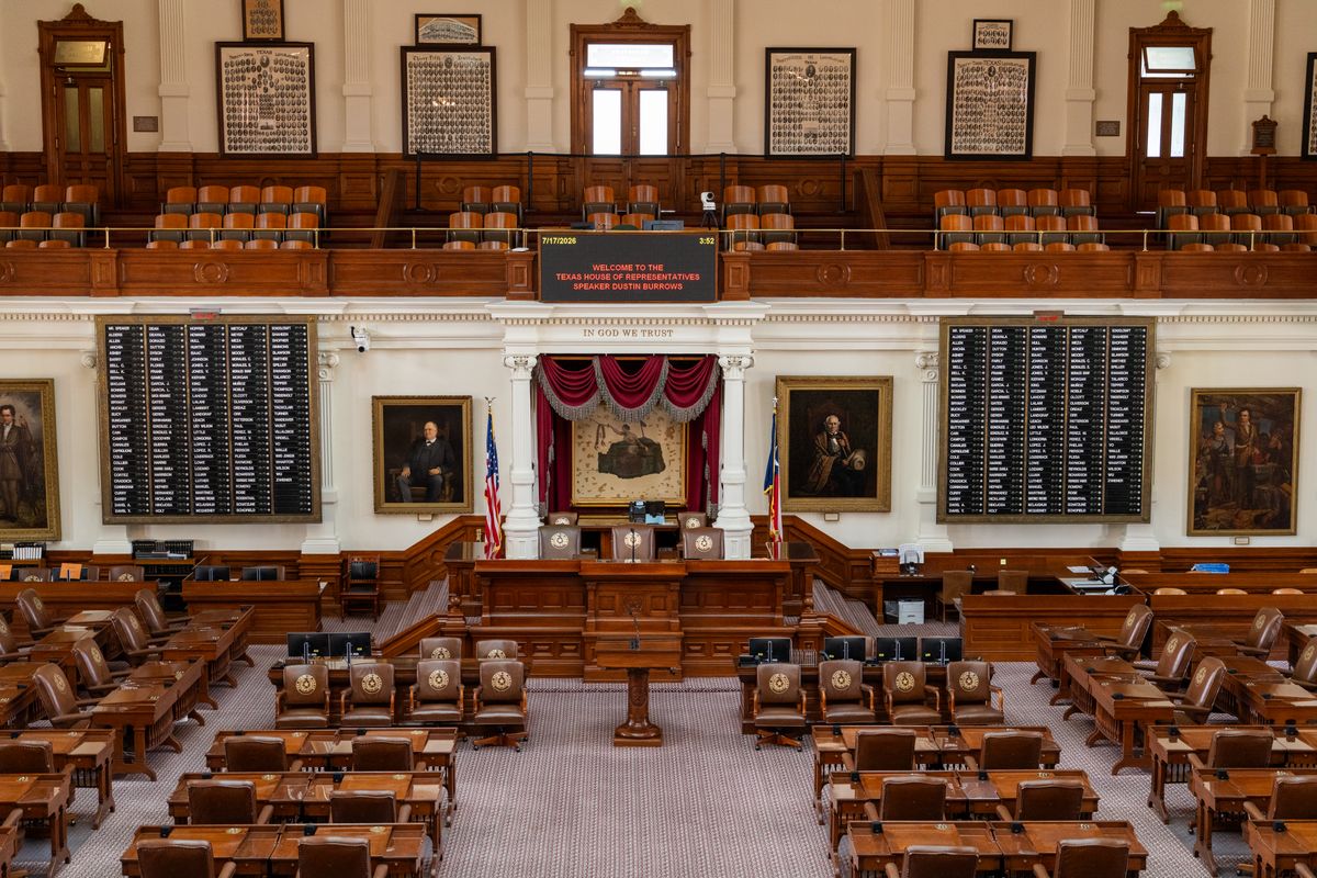 Max Miller’s Ohio Seat Becomes a Grim Test of Scandal, Power, and Voter Fatigue 1 The Texas House of Representatives chamber, featuring legislative seats and historical portraits.