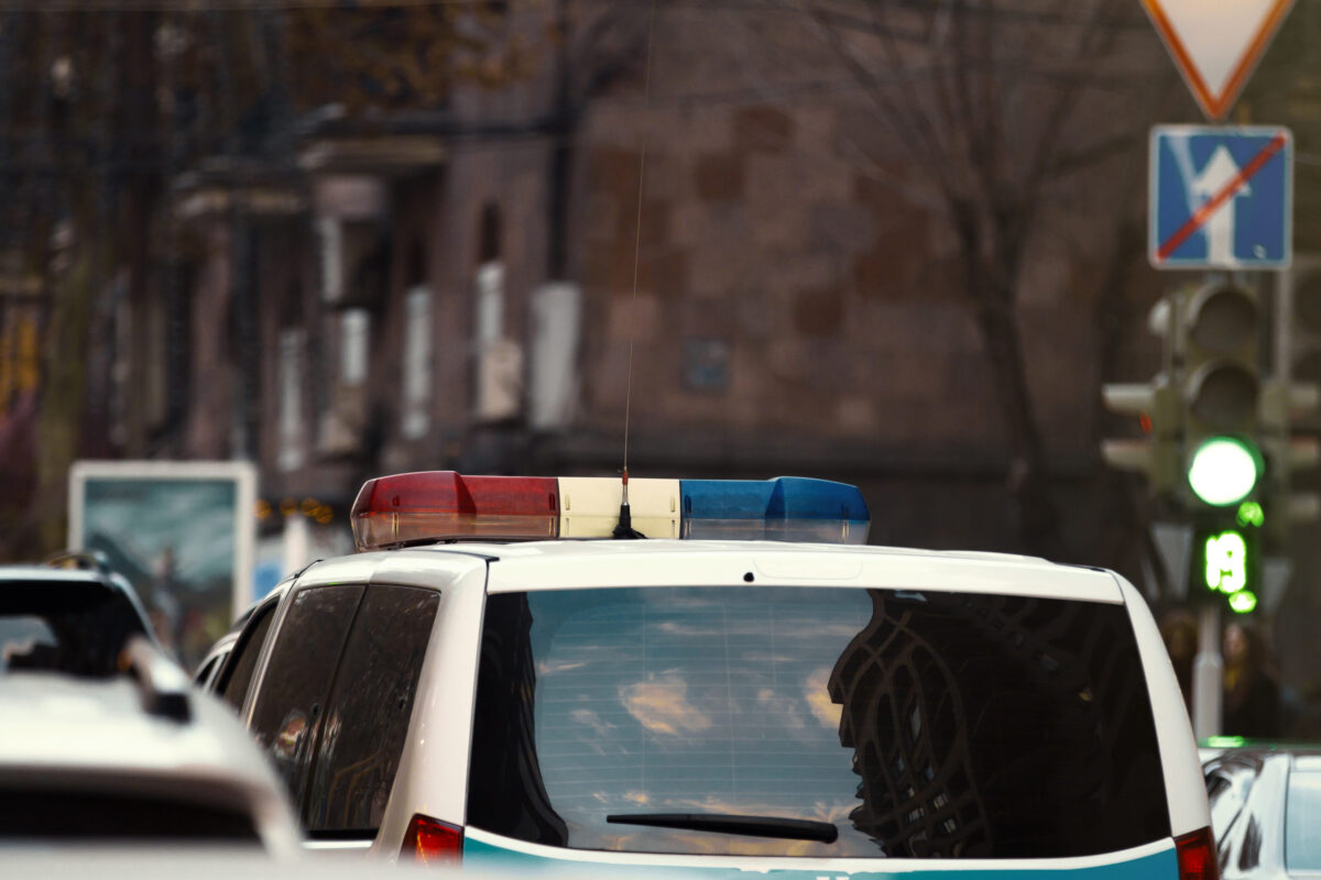 Police car in the street.