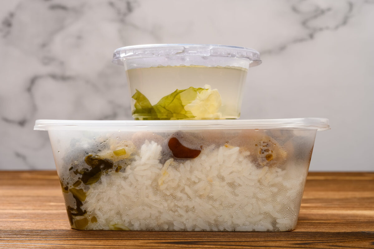 take-away food or delivery food on a table