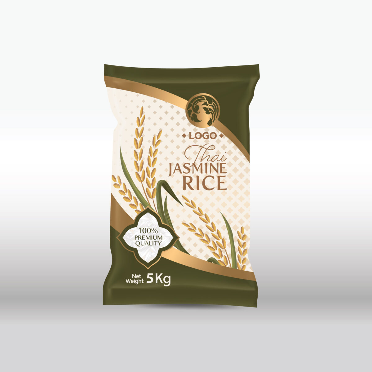 Rice Package Mockup Thailand food Products, vector illustration