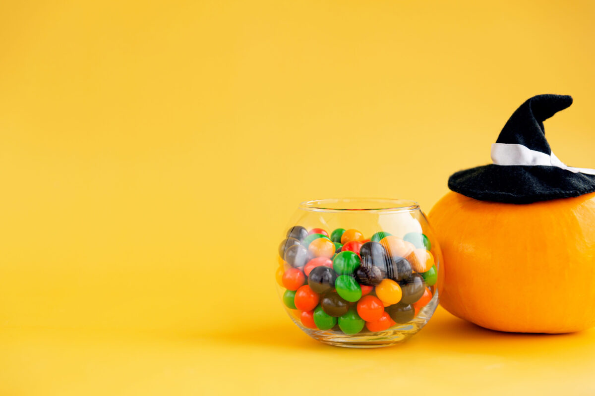 Check your kitchen: These six food recalls shoppers should know about this week. 4 A pumpkin in a witch's cap and a round jar with multi-colored sweets on a yellow background.