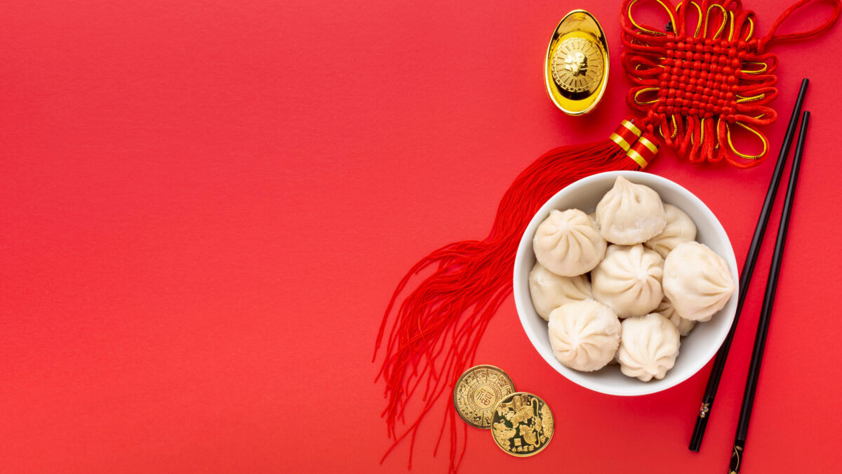 top view dumplings pendant chinese new year. High quality photo