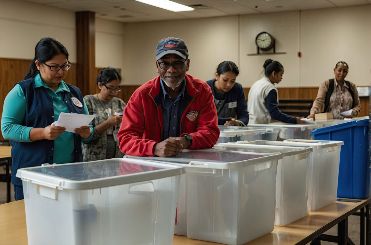 What Moraine Valley’s $115 Million Bond Referendum Means for Voters 3 Black man smiling and counting votes at the polling station