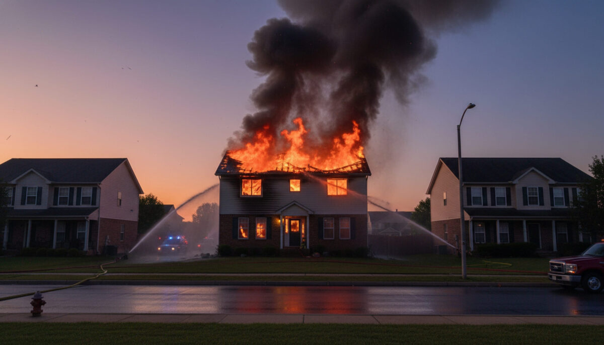 Bridgewater Family Escapes Roger Avenue House Fire as Neighbors Step In 1 Atmospheric night scenes featuring vibrant bonfires and celebratory fireworks in a natural forest setting.