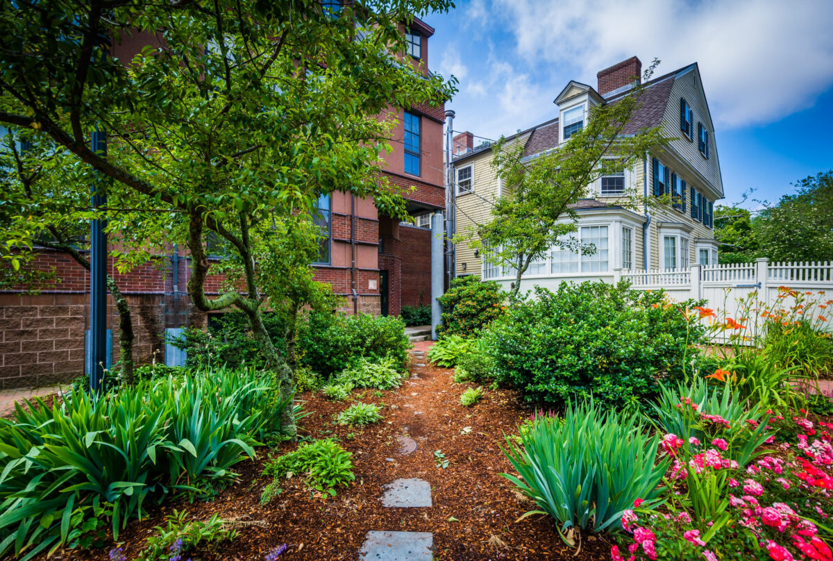 House and gardens in the College Hill neighborhood of Providence, Rhode Island.