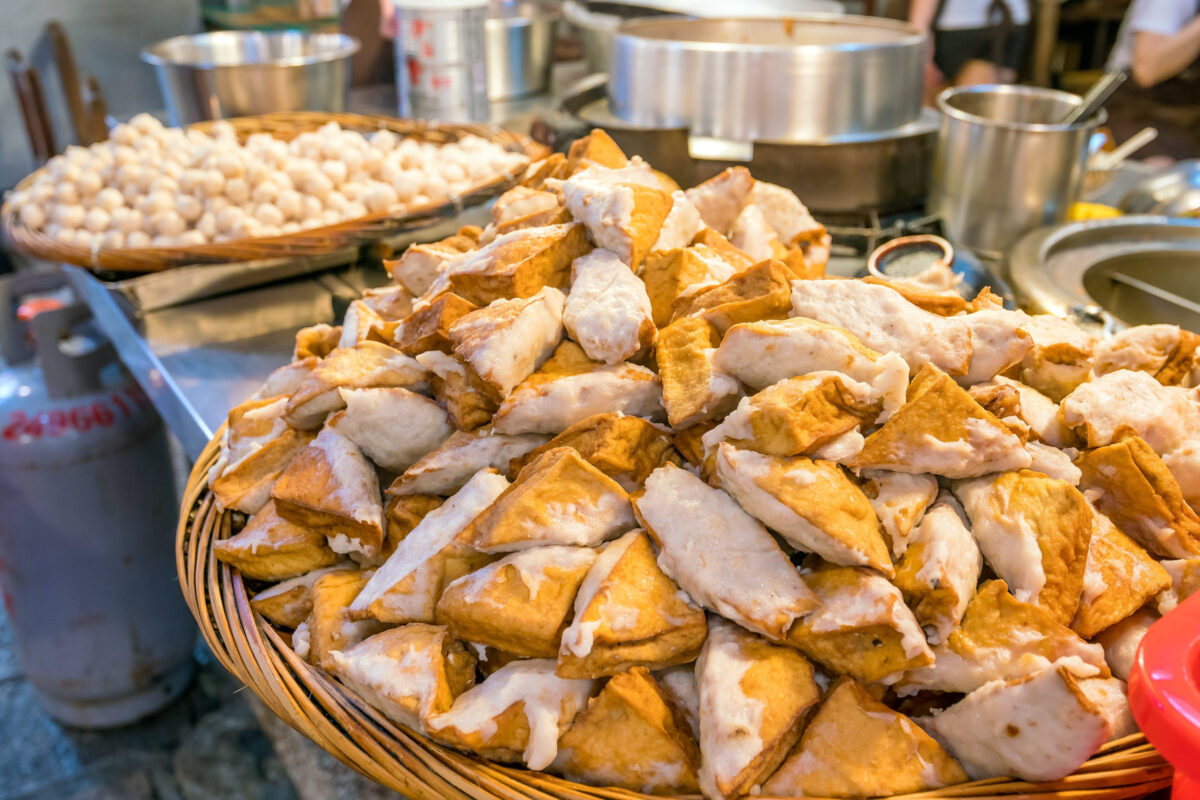 Stinky Tofu at Jiufen Old Street in Taipei Taiwan