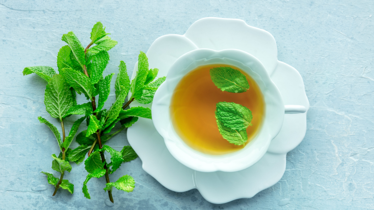 The Little Drink That Gives Dinner a Proper Ending 1 A cup of peppermint tea with fresh mint leaves