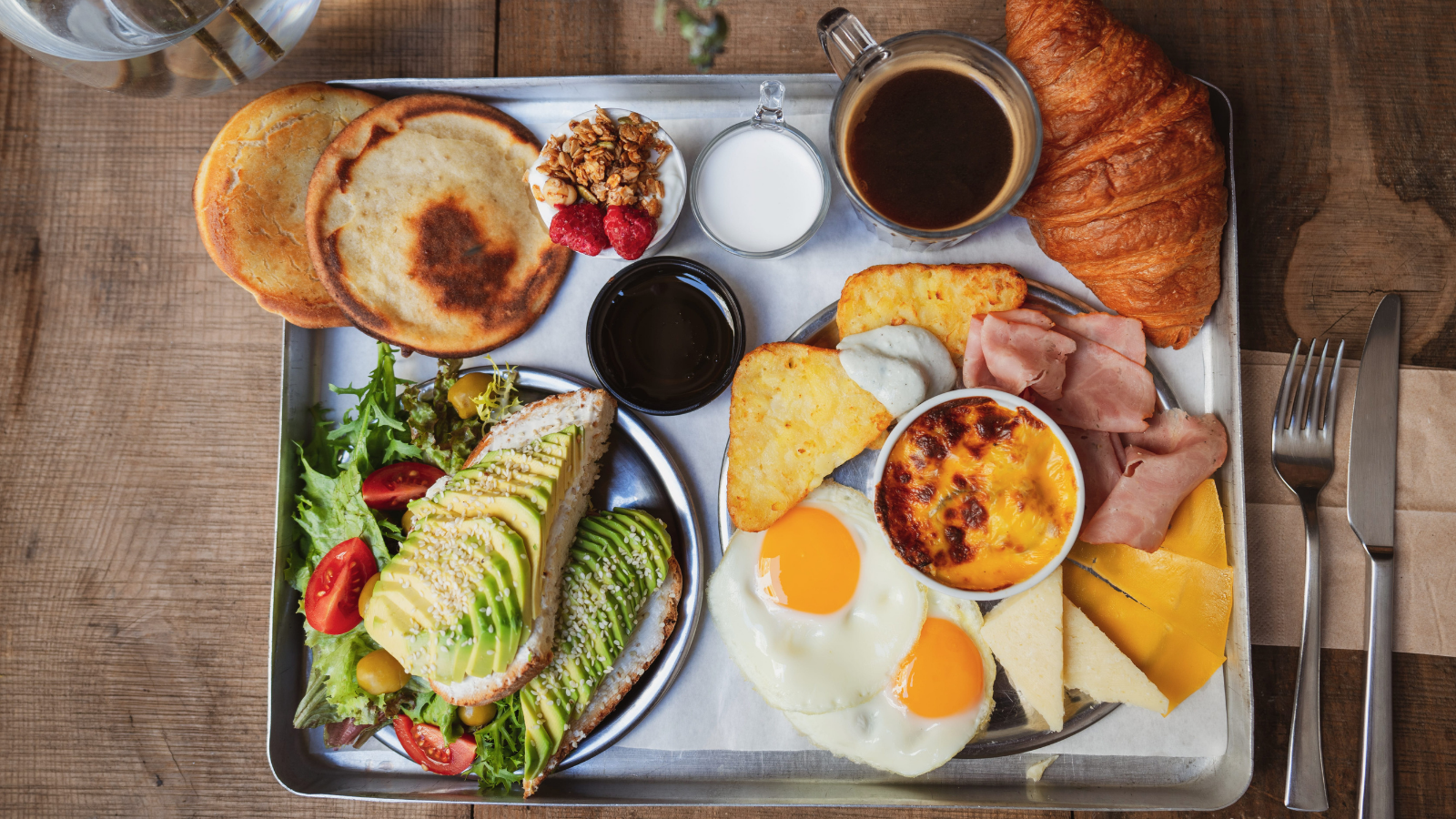 A tasty salad with a delicious breakfast on morning.