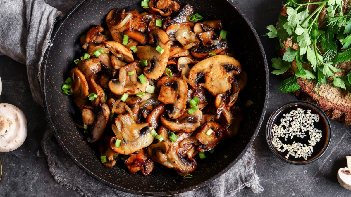 A delightful medley of sautéed mushrooms garnished with fresh herbs and spices, inviting taste buds to experience a rich and earthy flavor. Perfect for a culinary adventure or as a vibrant addition to any dish, this colorful vegetarian ensemble is sure to impress at your next gathering.