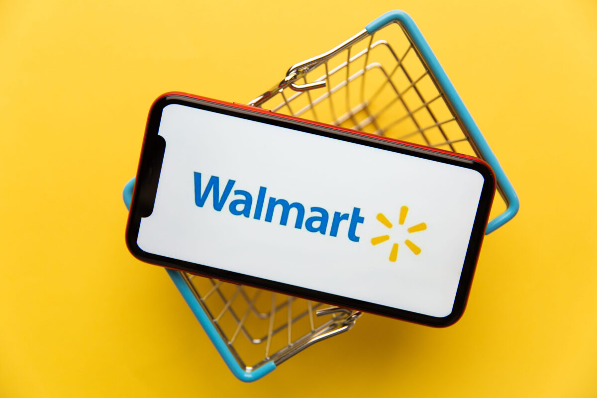 Tula, Russia - November 04, 2020: Walmart logo on iPhone display