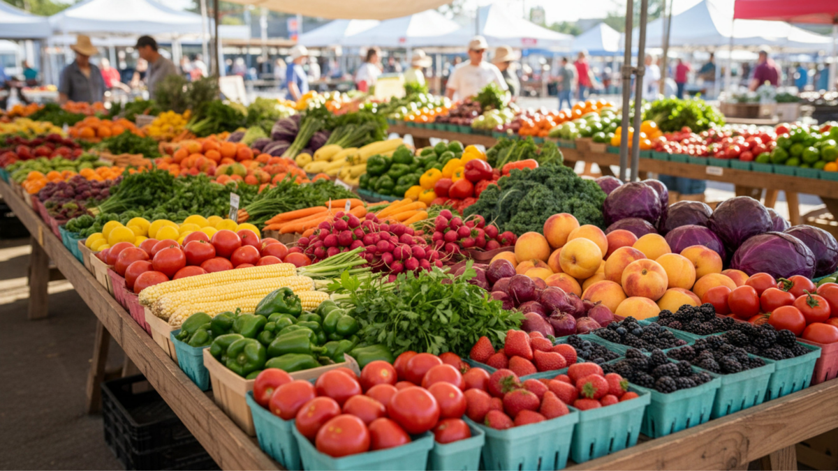 Fresh produce fills the vibrant marketplace as shoppers explore the rich colors and textures of fruits and vegetables. A lively atmosphere, full of life and community, captures the essence of local markets where quality meets variety. Image Credit: 
yakobali/ 123RF