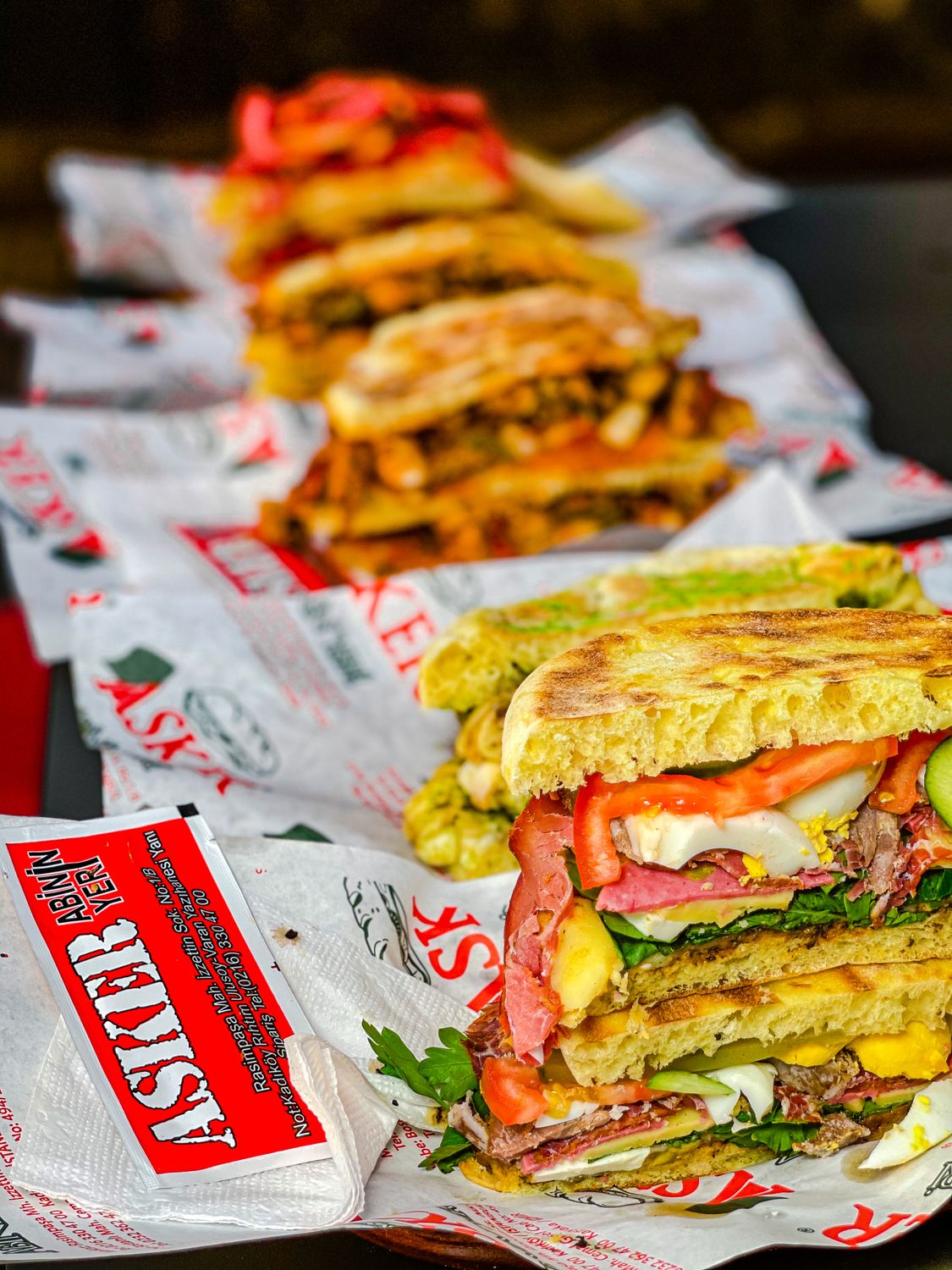 A colorful array of gourmet sandwiches showcasing fresh ingredients, perfect for enticing food lovers.