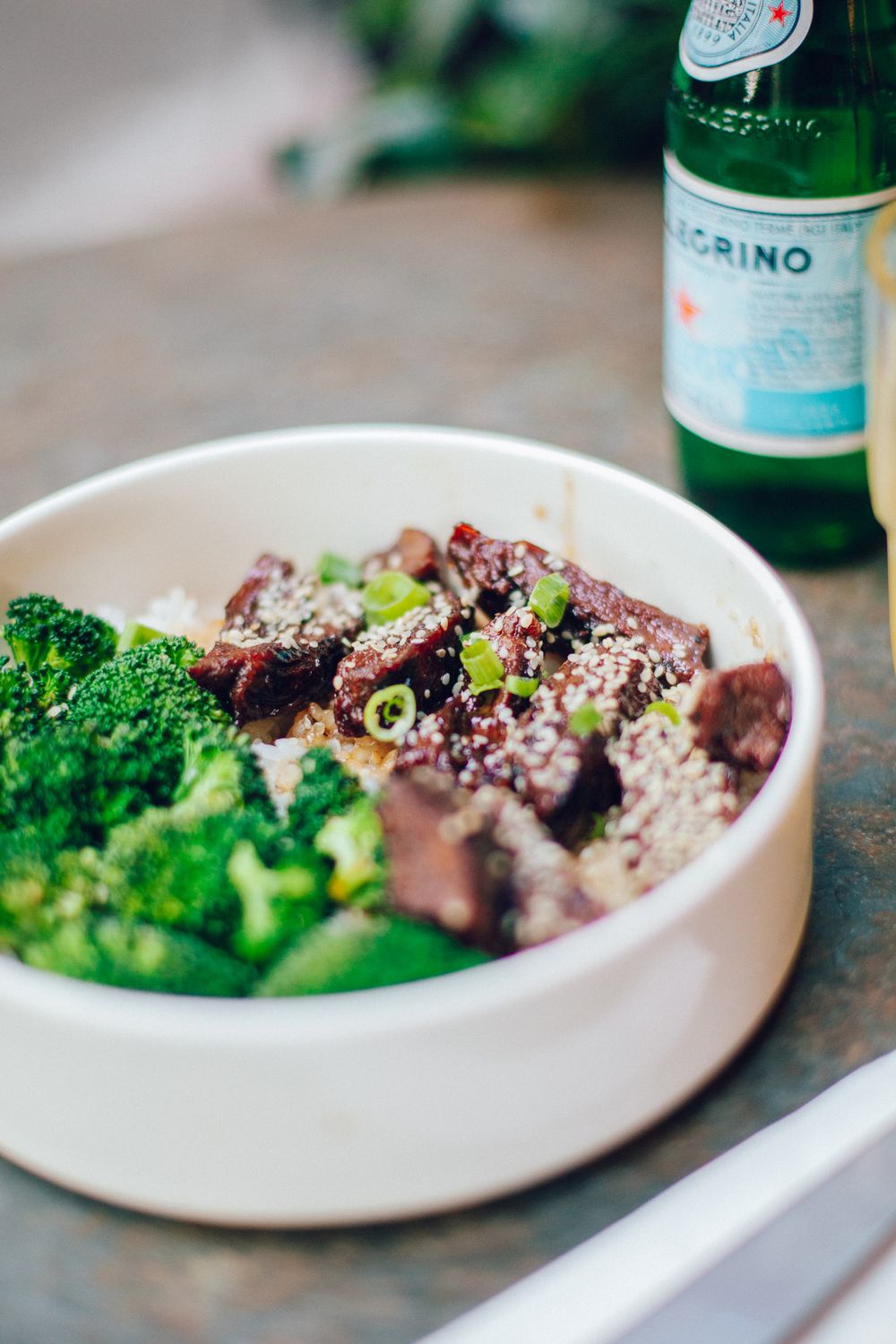 Close-up of a delicious beef and broccoli meal in a bowl, perfect for a hearty dinner.